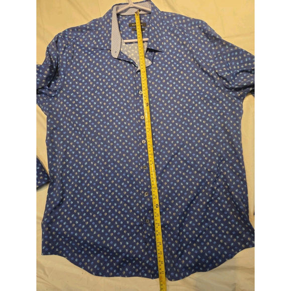 Bugatchi Men's Shirt Blue Long Sleeves Shaped Fit Size XL Pre-Owned - Picture 6 of 9